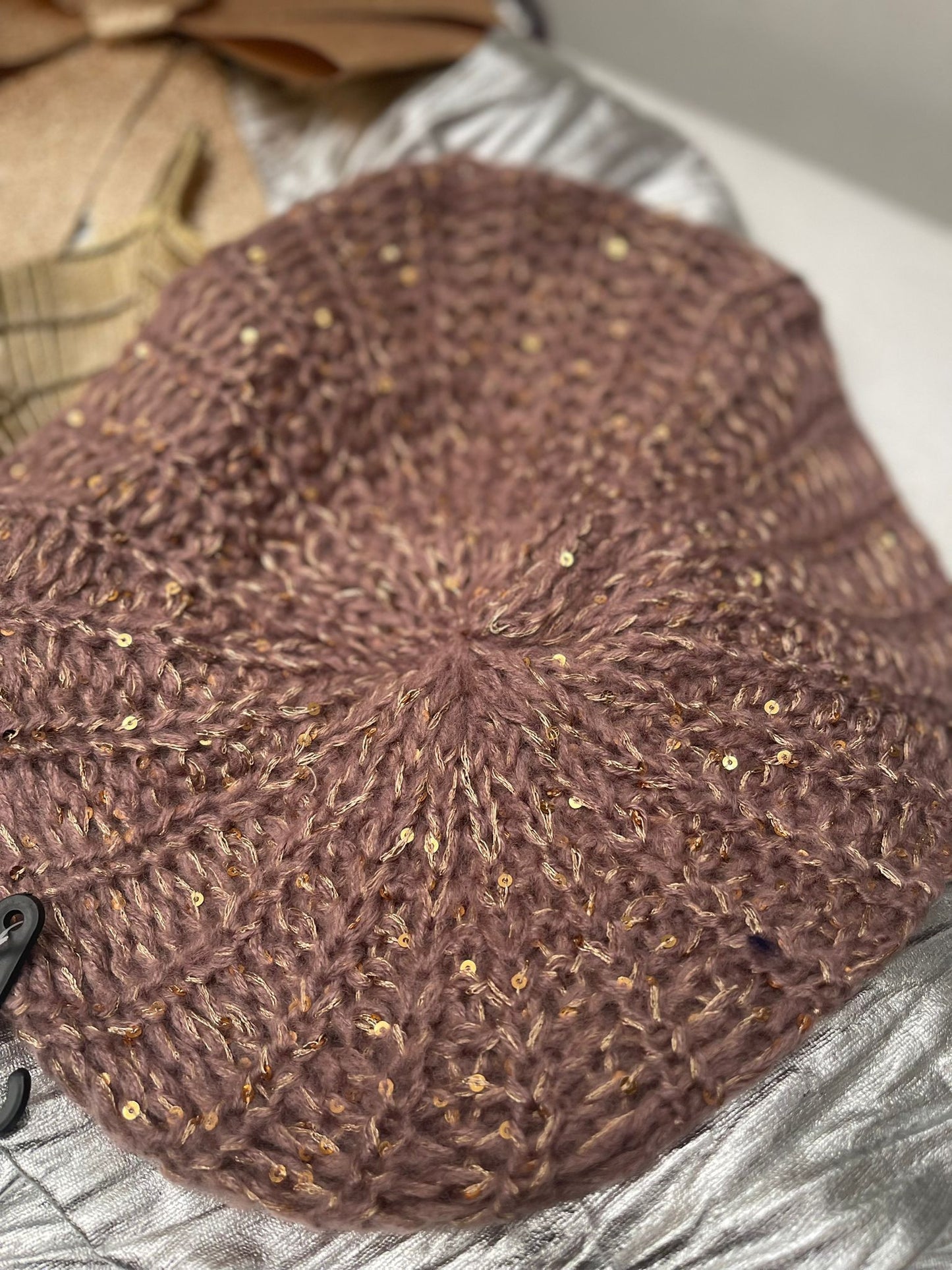 BONNET BÉRET TRICOT SEQUINS