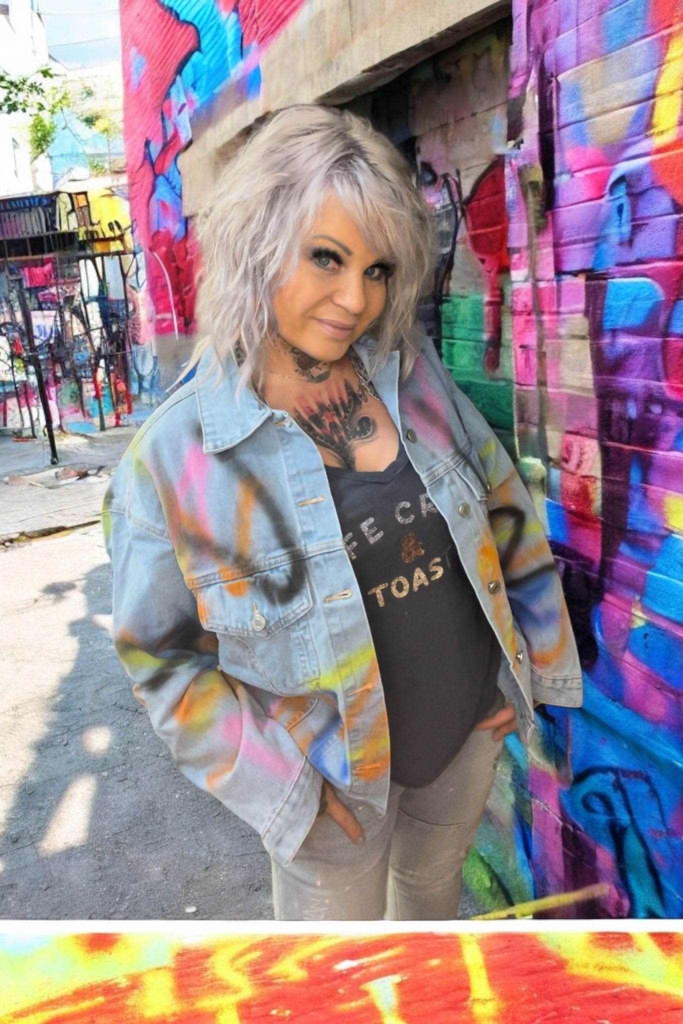 veste jeans colors oversize