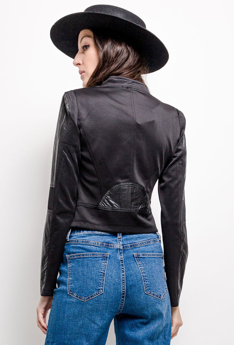 VESTE BI-MATIÈRE AVEC SIMILI CUIR