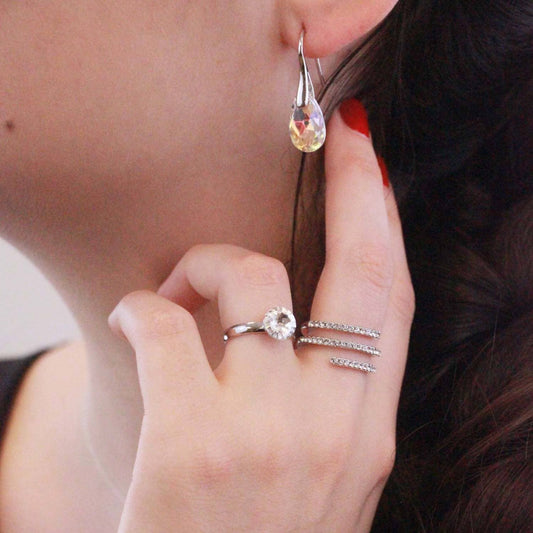 Bague Acacia - Argenté Et Cristal