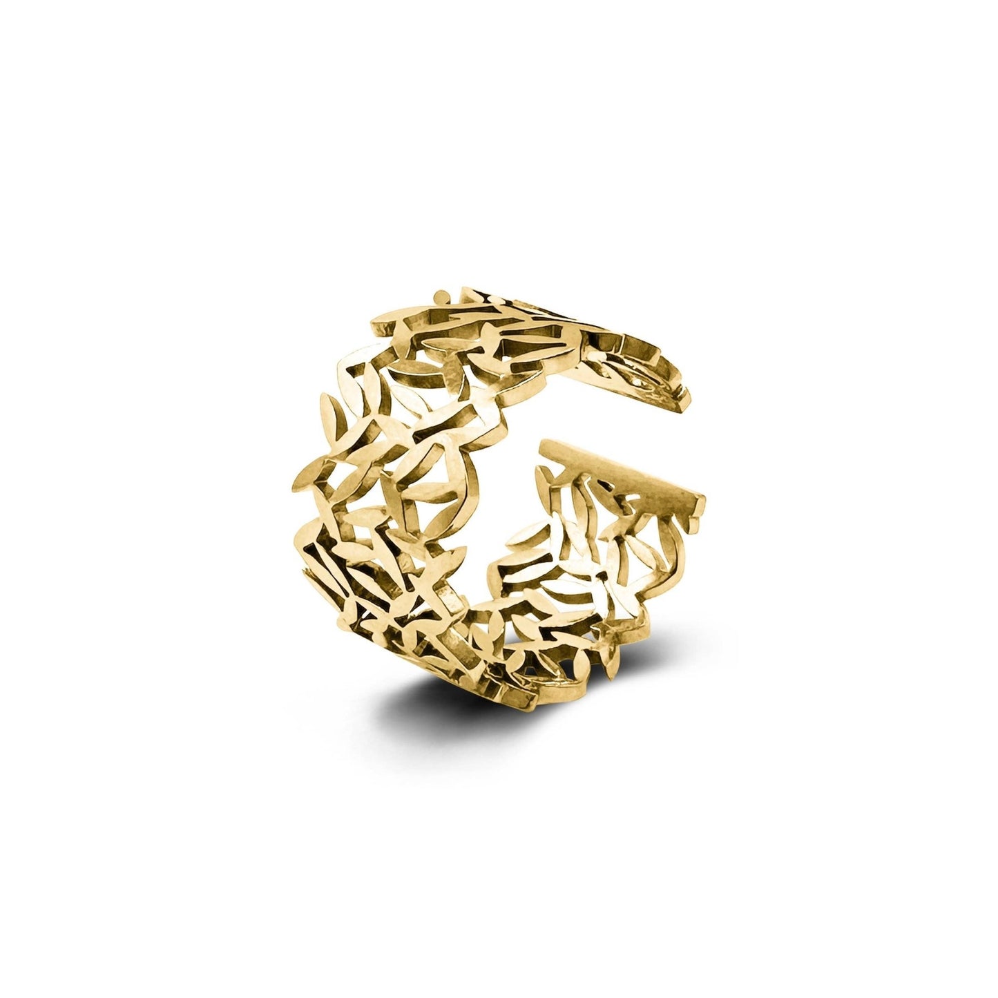 Bague ajustable à feuilles en acier inoxydable - L'autre mode