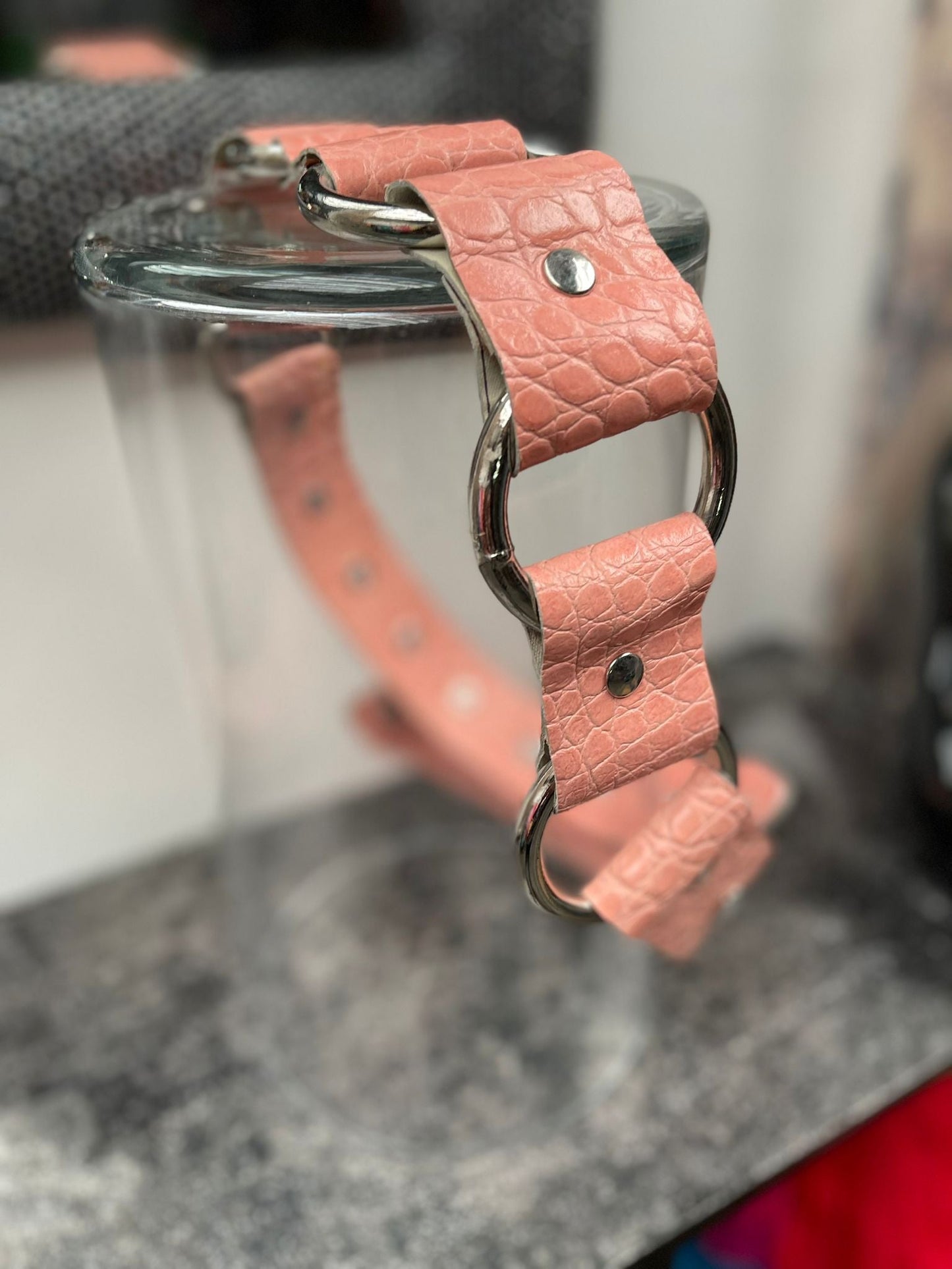 CEINTURE EN CUIR ROSE - L'autre mode