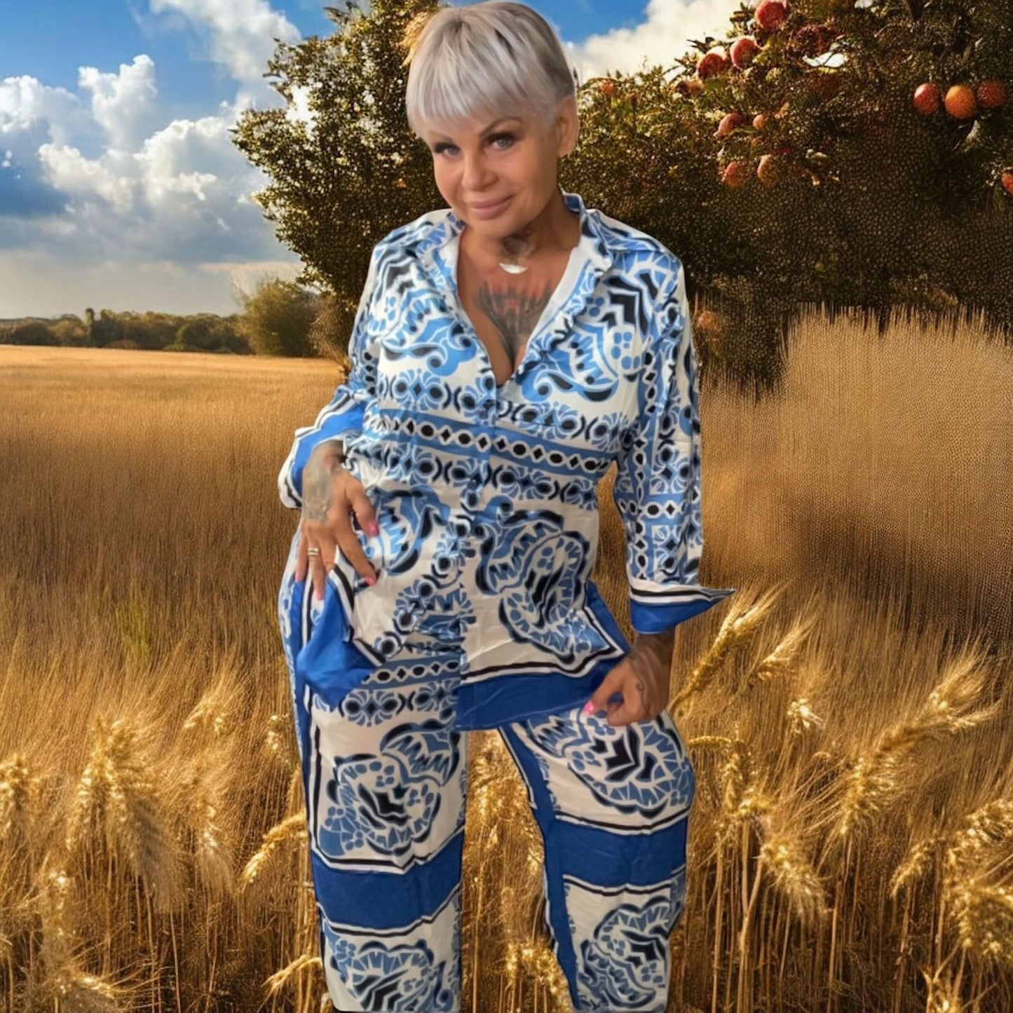 chemise satinée baroque d'éte - L'autre mode