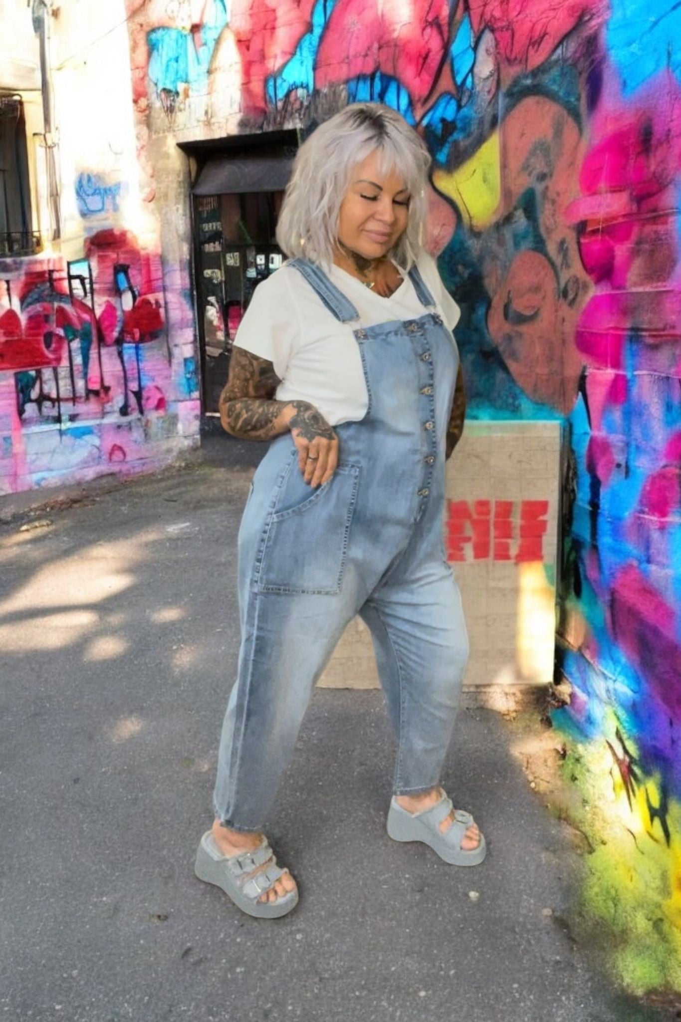 combi salopette(xl jeans reserve) - L'autre mode