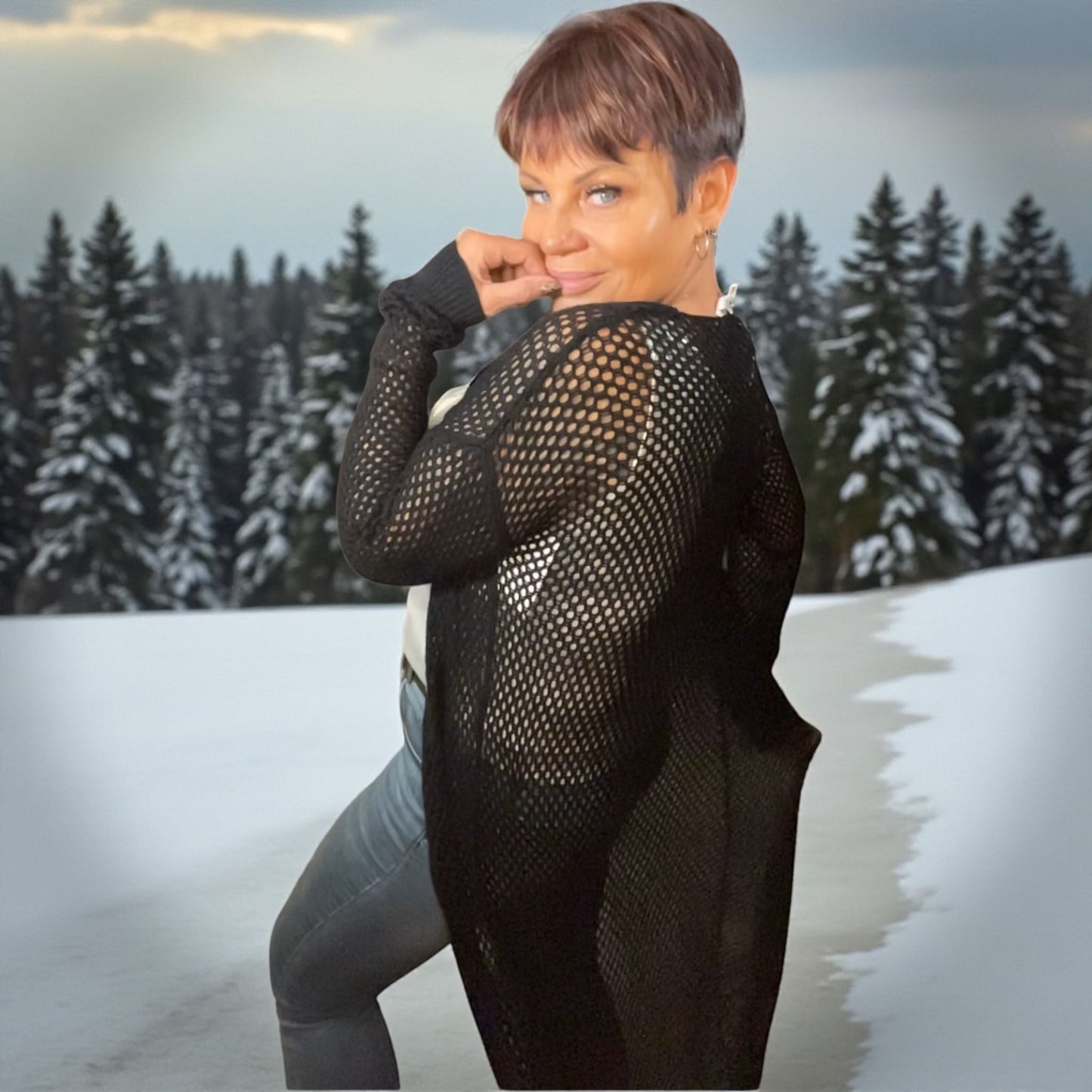 gilet long filet - L'autre mode