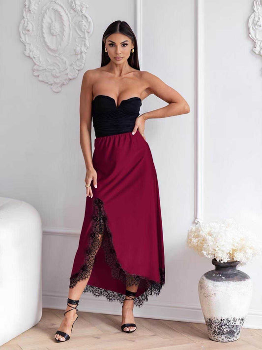 jupe satin dentelle - L'autre mode