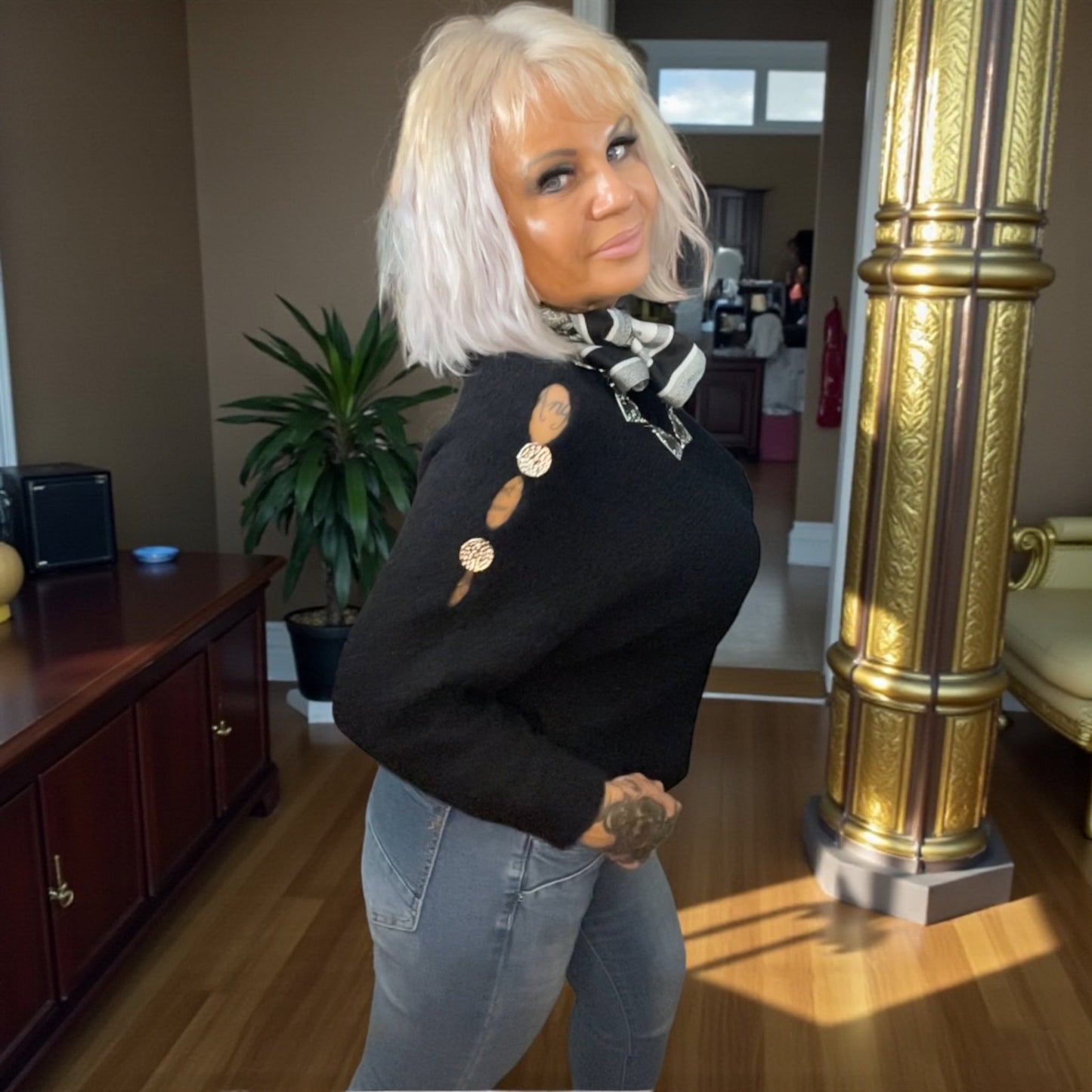 pull doux boutons manches - L'autre mode