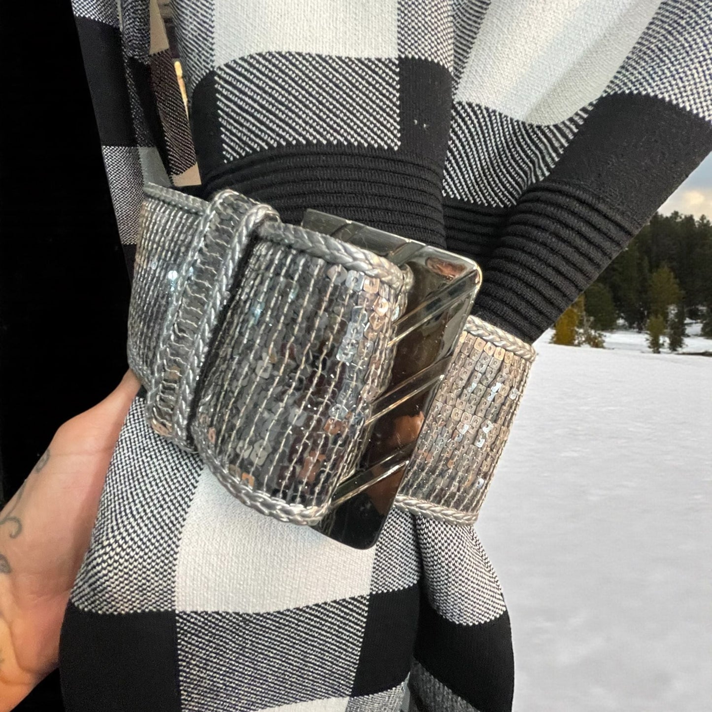 robe en mailles et sa ceinture sequins(petite taille) - L'autre mode