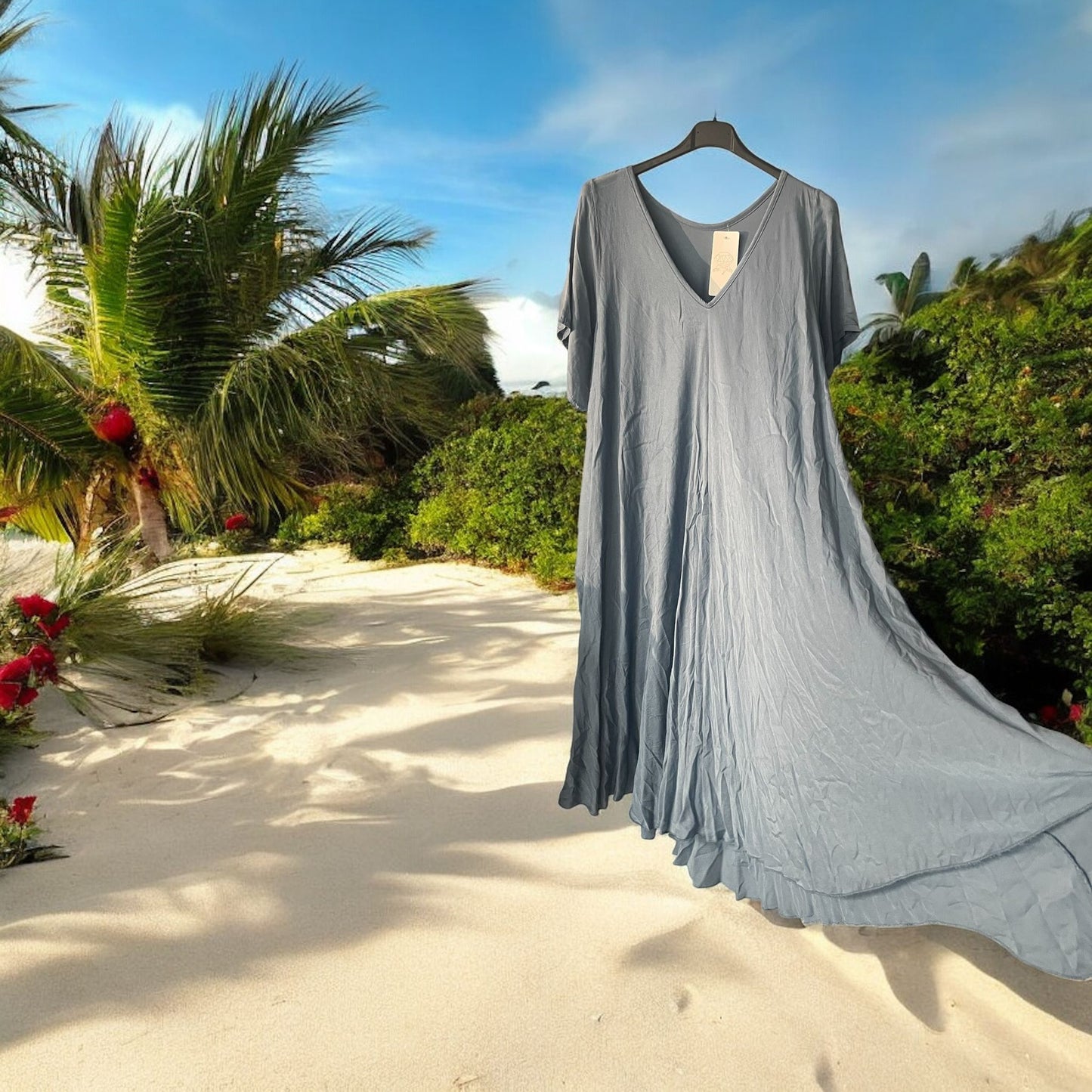 robe viscose avec manches - L'autre mode