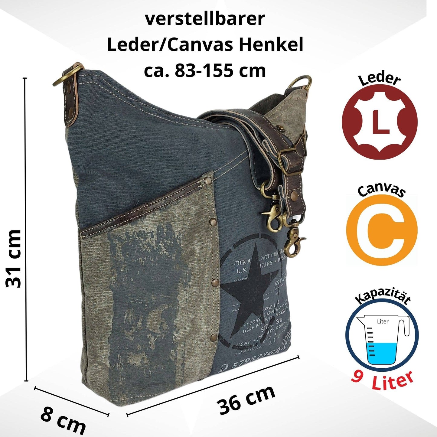 Sac à bandoulière en toile style vintage general's office - L'autre mode