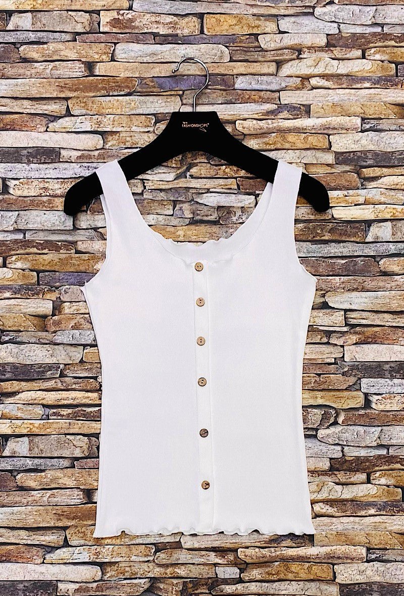 T - SHIRT BASIQUE EN JERSEY COTON CÔTELÉ AVEC BOUTON, DÉTAILS FRONCÉS - L'autre mode