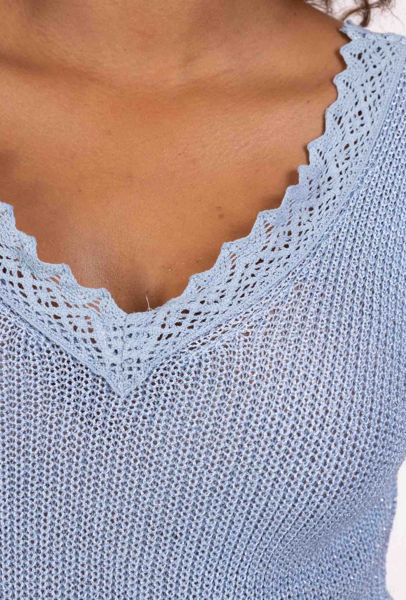 top mailles bordure dentelle - L'autre mode