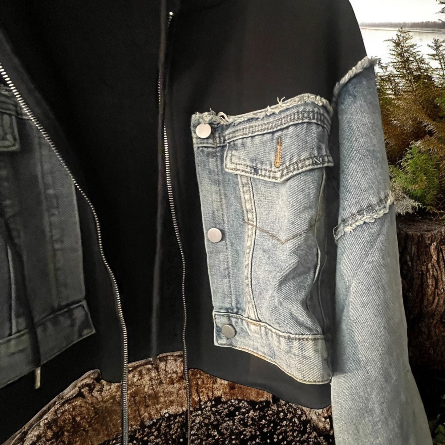 veste courte jeans and sweat - L'autre mode