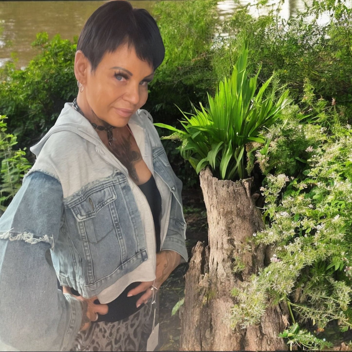 veste courte jeans and sweat - L'autre mode
