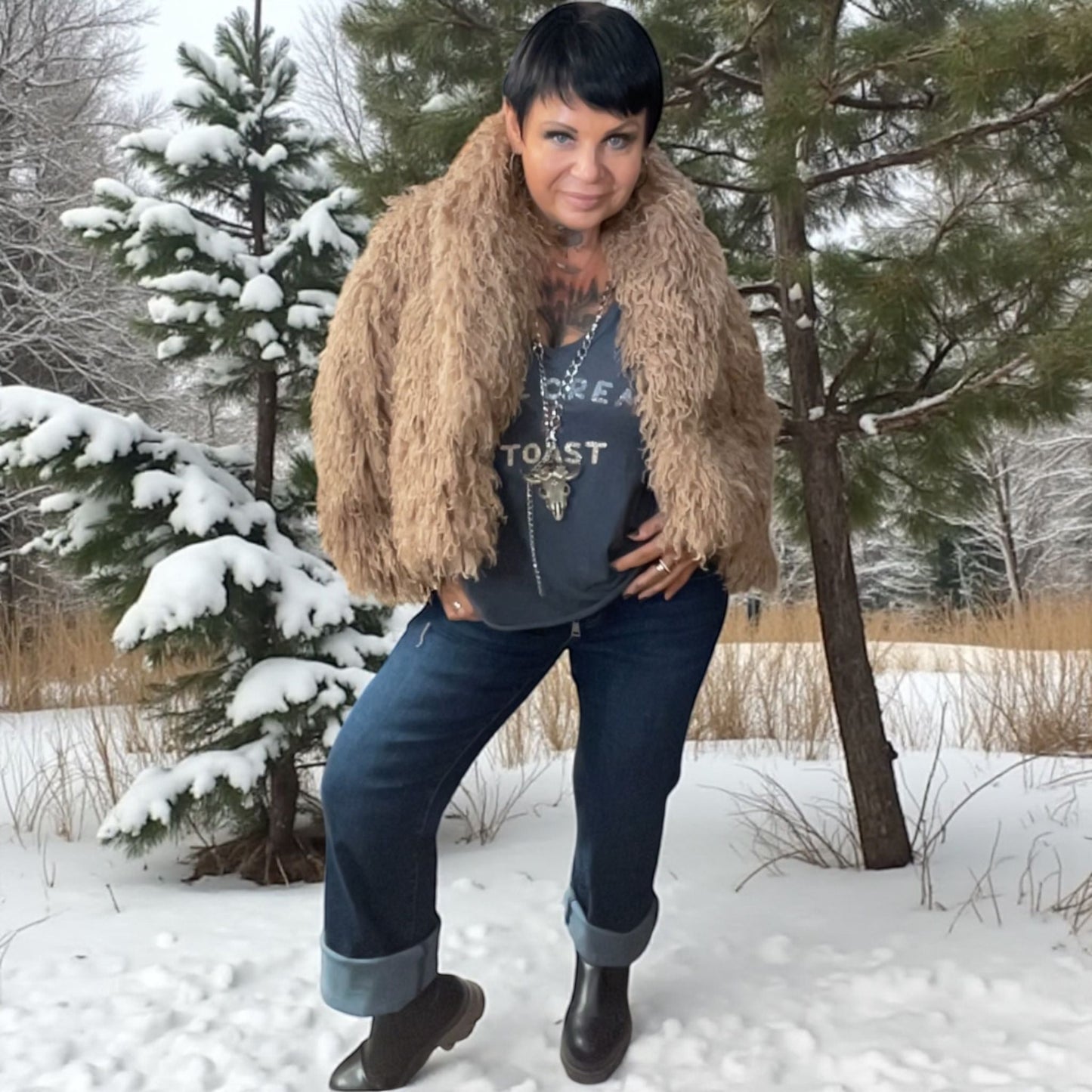 veste courte poils de bouclettes - L'autre mode