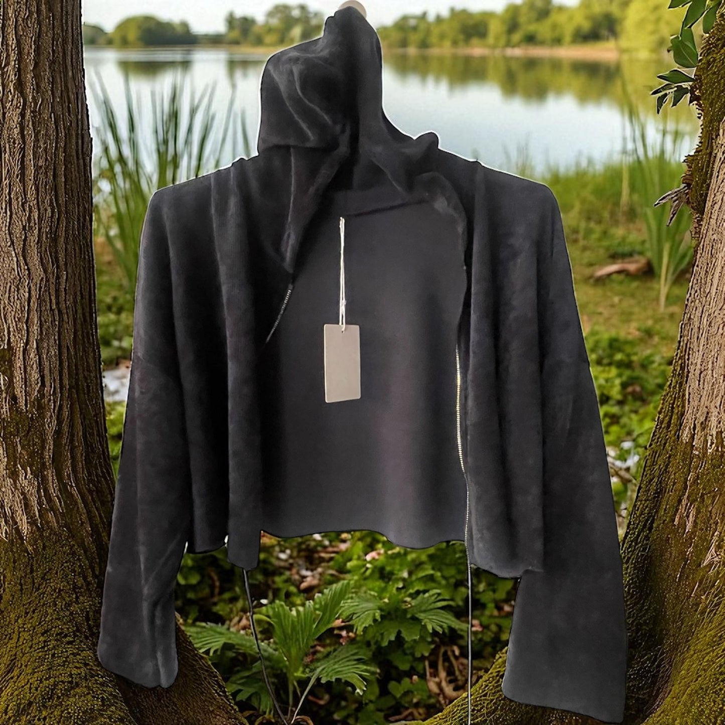 veste courte velours tirette bijou - L'autre mode