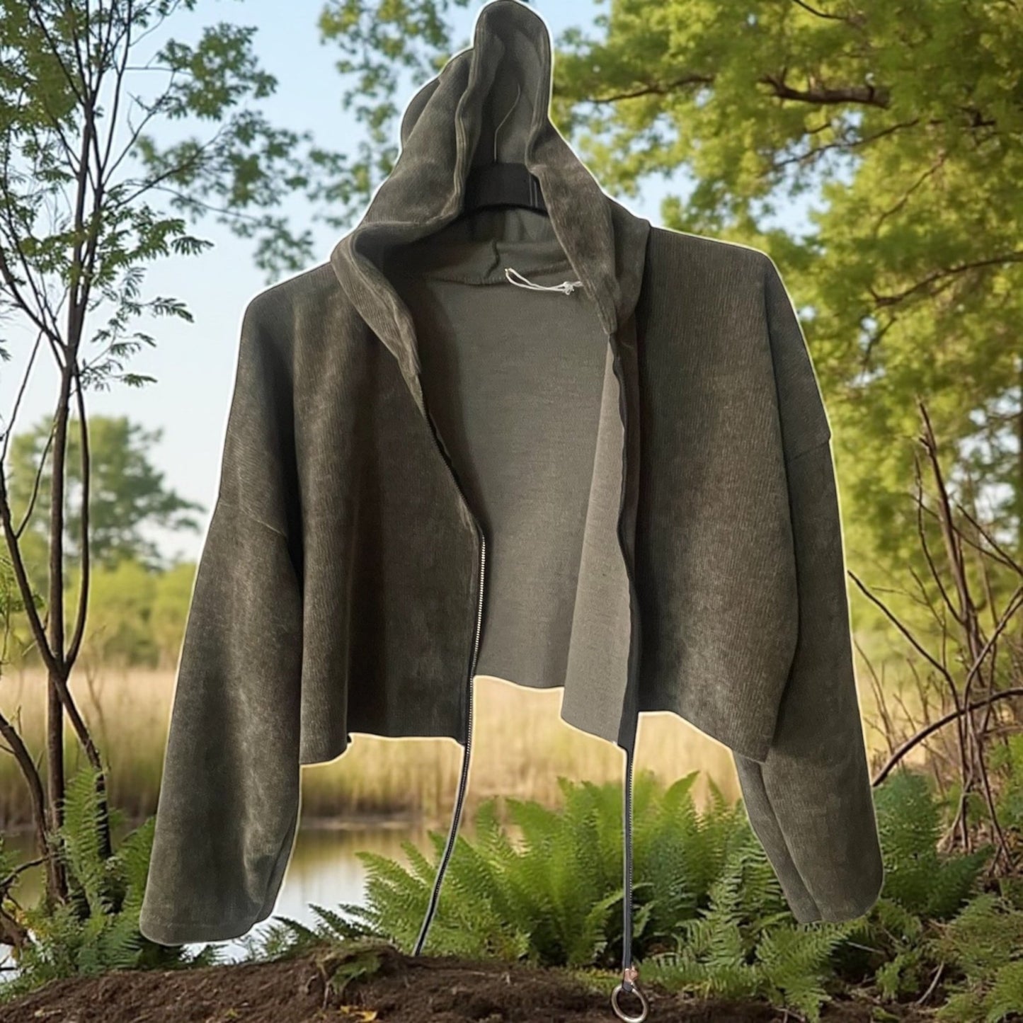 veste courte velours tirette bijou - L'autre mode