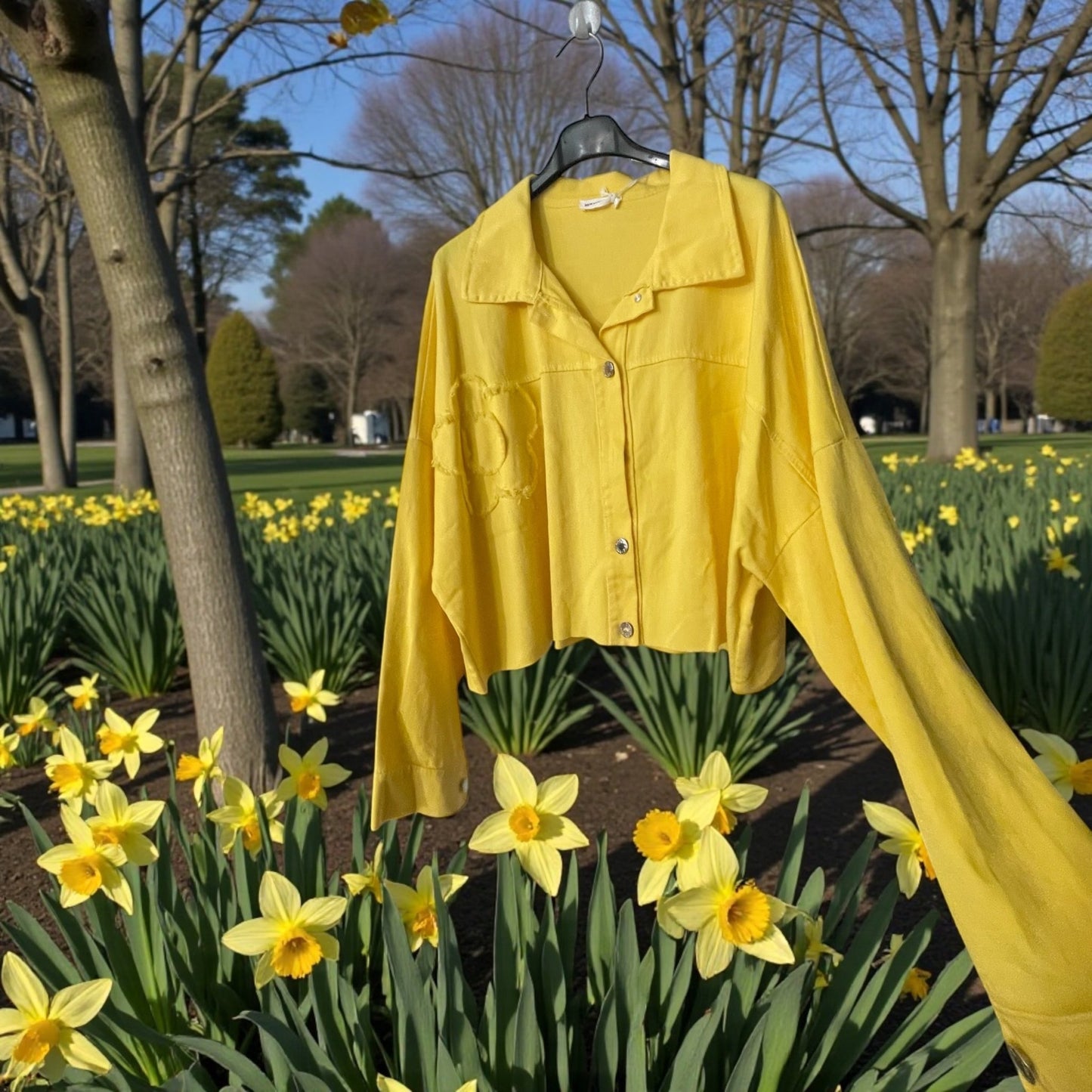 veste jeans courte bord brut - L'autre mode