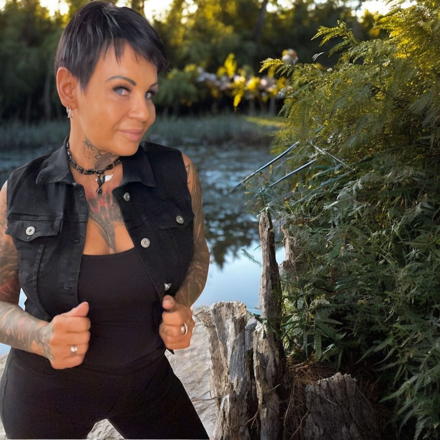 veste jeans sans manche black - L'autre mode