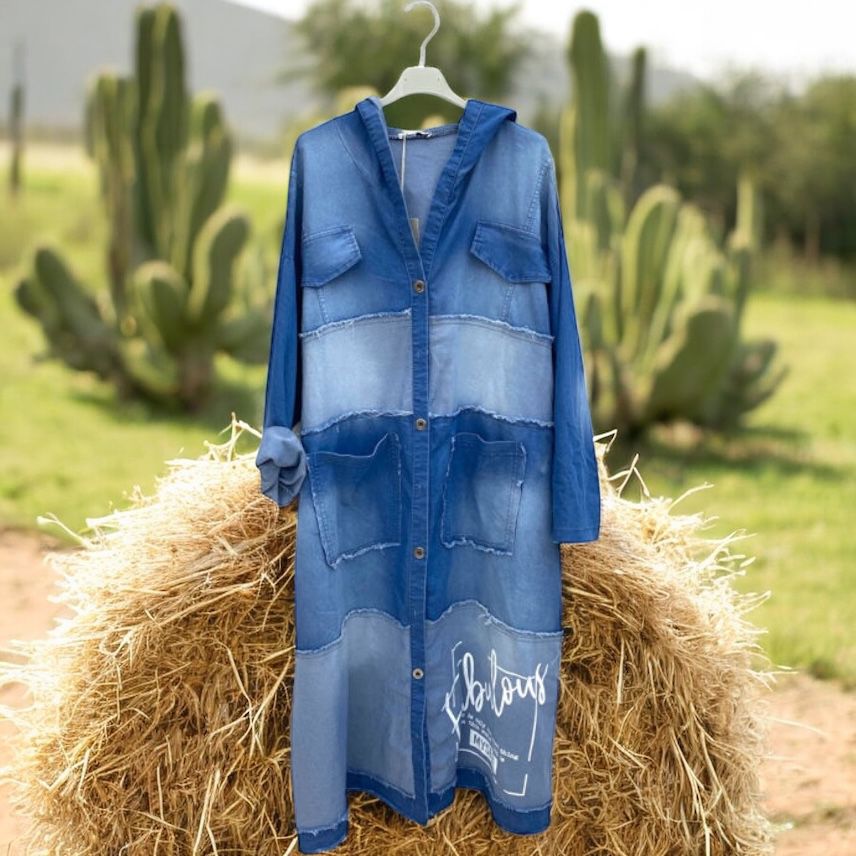 veste manteau jeans long - L'autre mode