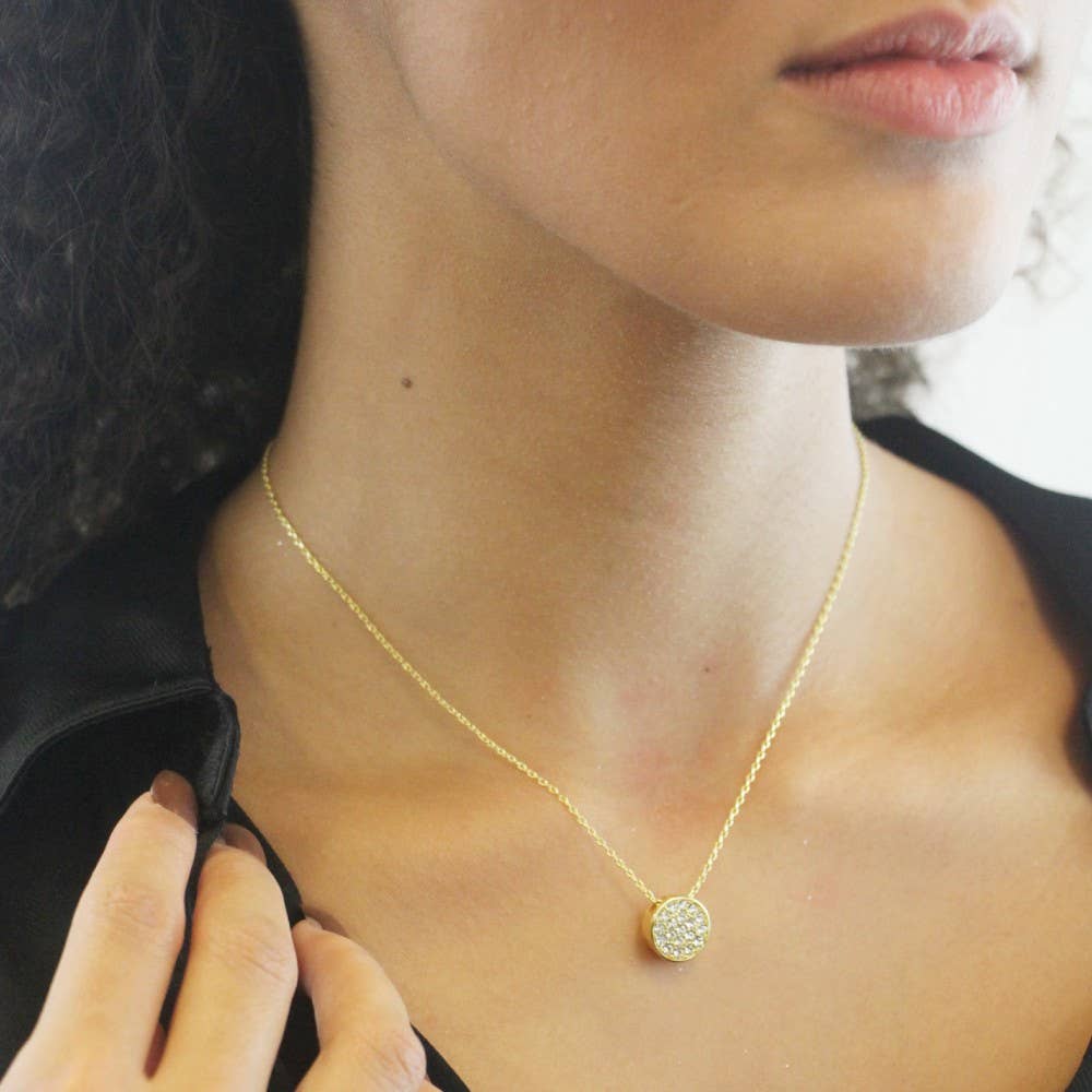 Pendentifs Round - Doré Et Cristal