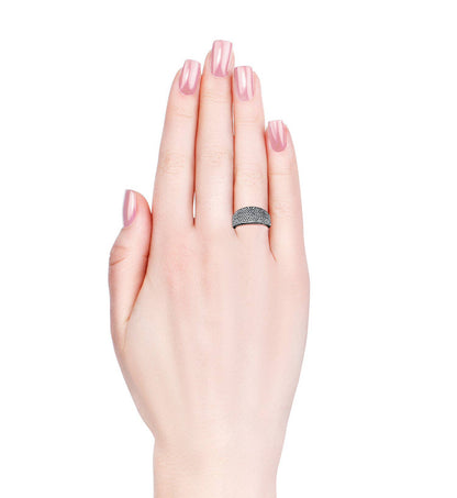 Bague Glamour Metal - Argenté Et Gris Anthracite