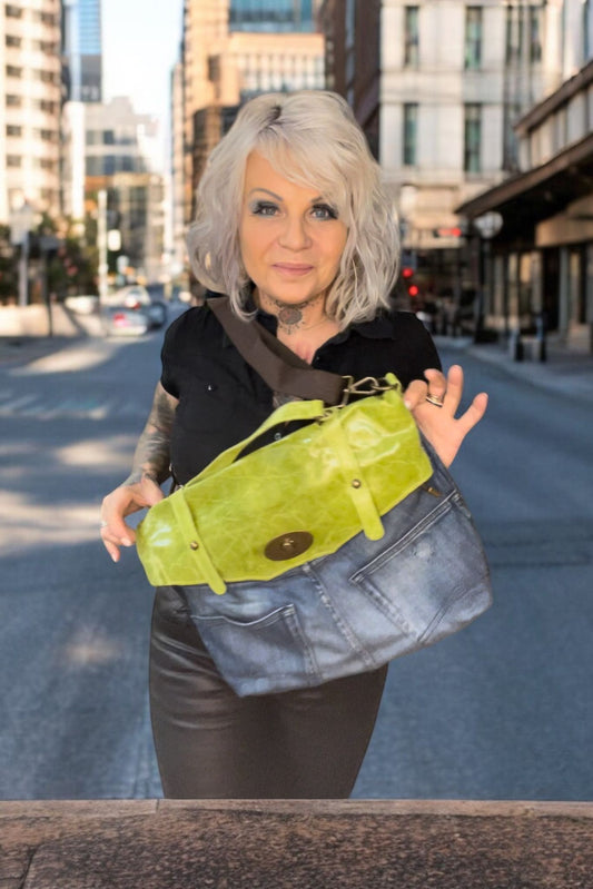 sac jeans duo cuir milano