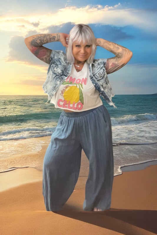 pantalon large fluide tencel