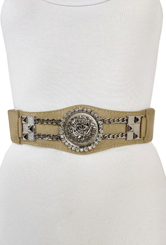 CEINTURE ÉLASTIQUE FEMME AVEC DÉCOR CHAÎNE ET FLEUR