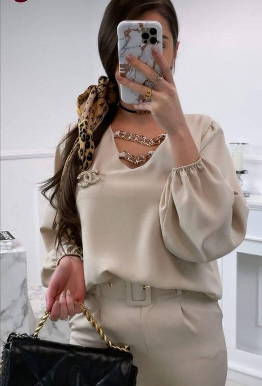 BLOUSE COL CHAÎNES