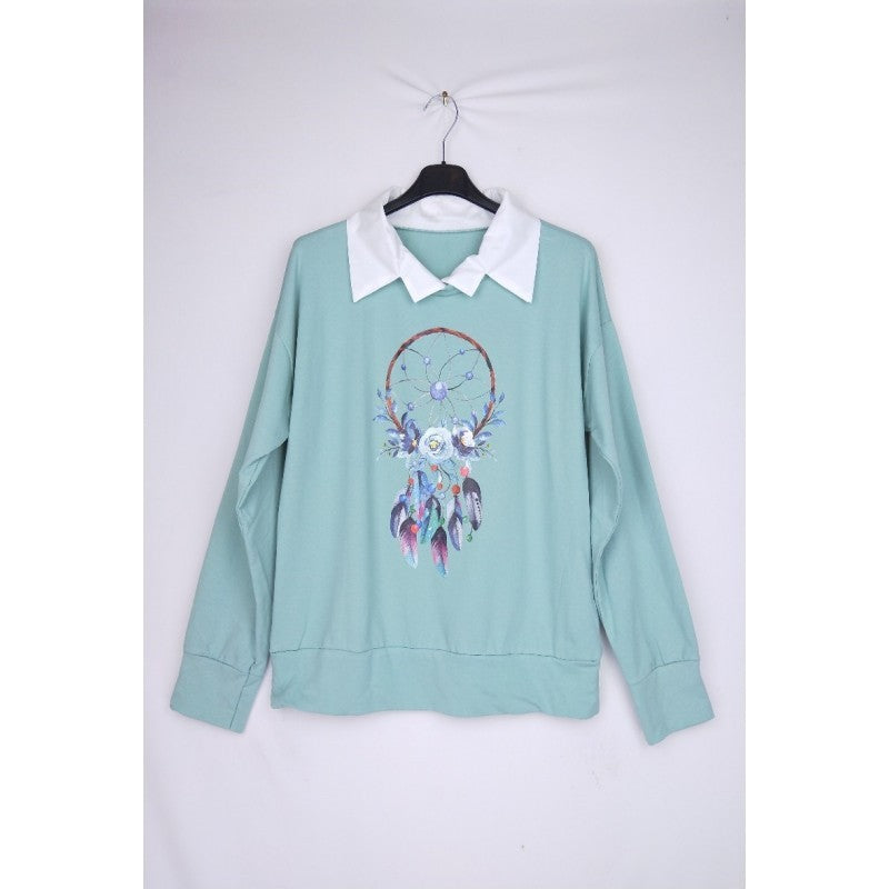 PULL IMPRIMÉ AVEC COL CHEMISE