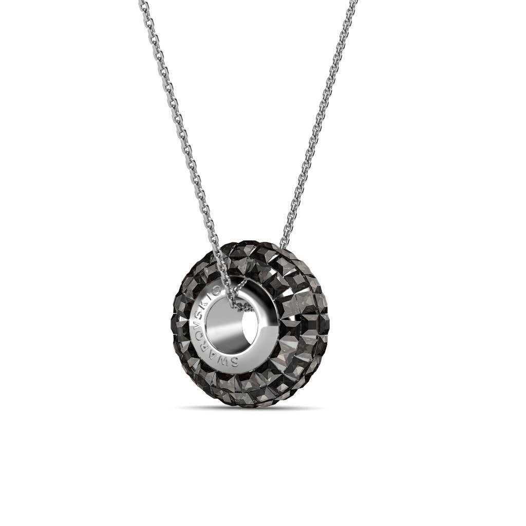 Pendentif Roller Perle - Cristaux Noirs