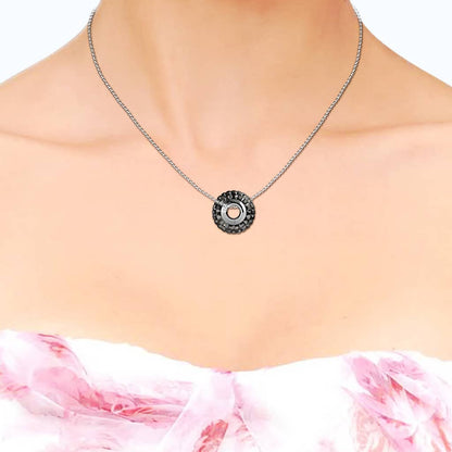 Pendentif Roller Perle - Cristaux Noirs