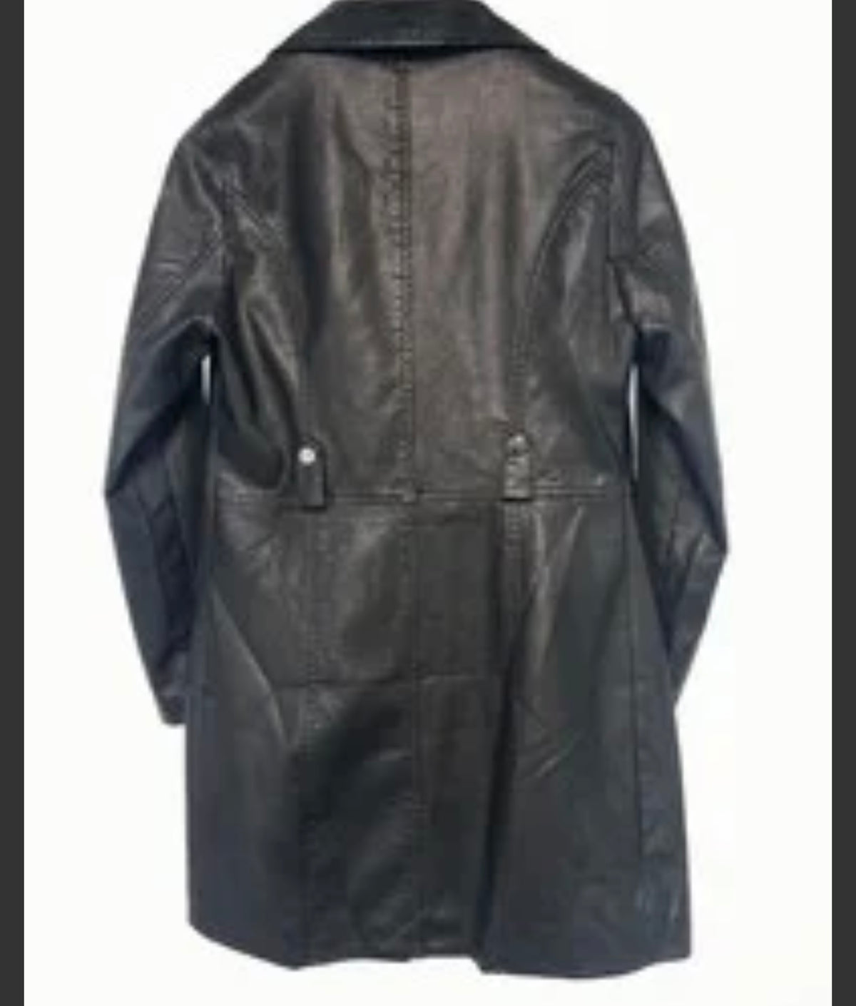 Manteau long cintré en similicuir style biker