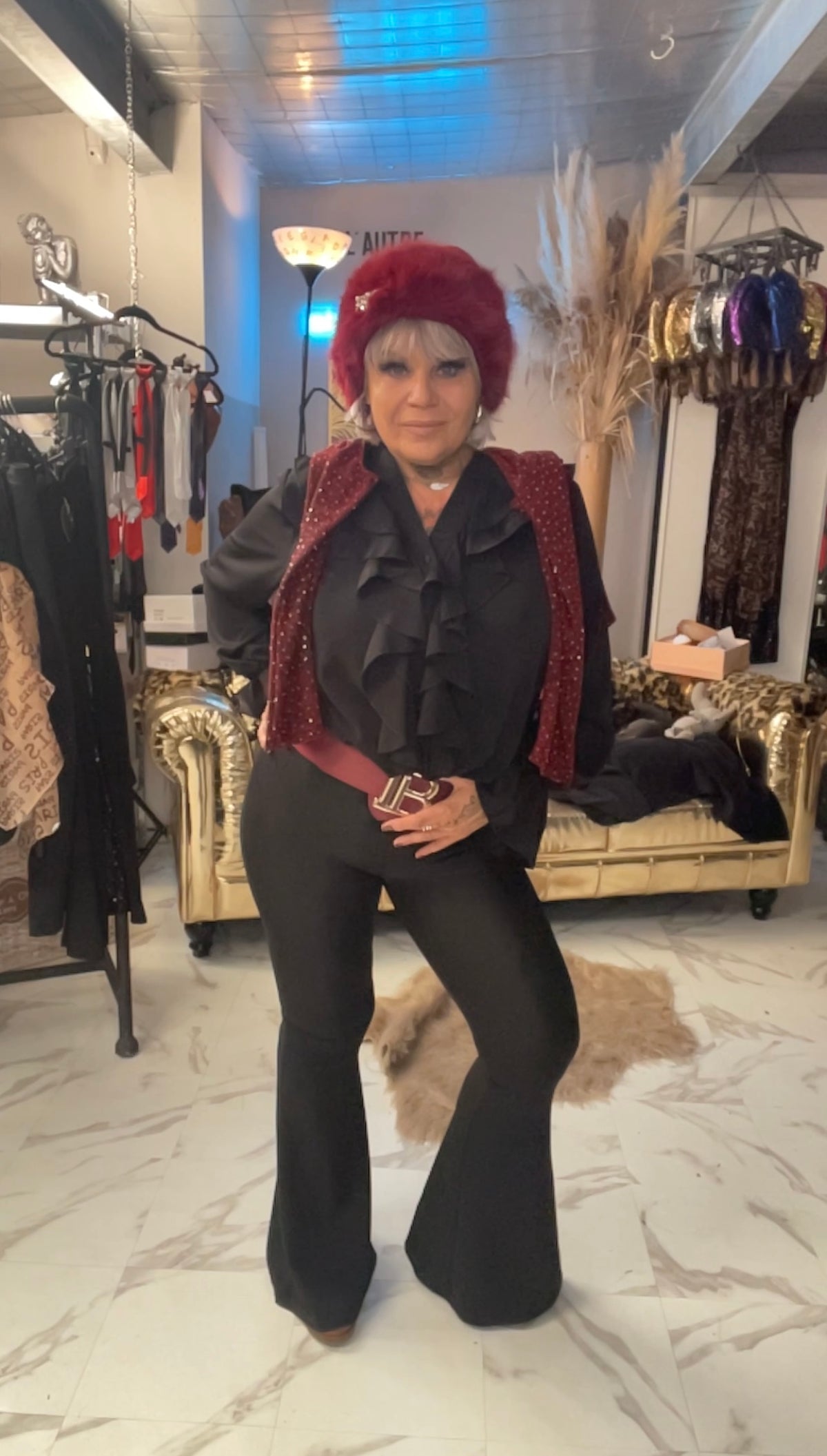 Legging pattes d'éléphant pailleté