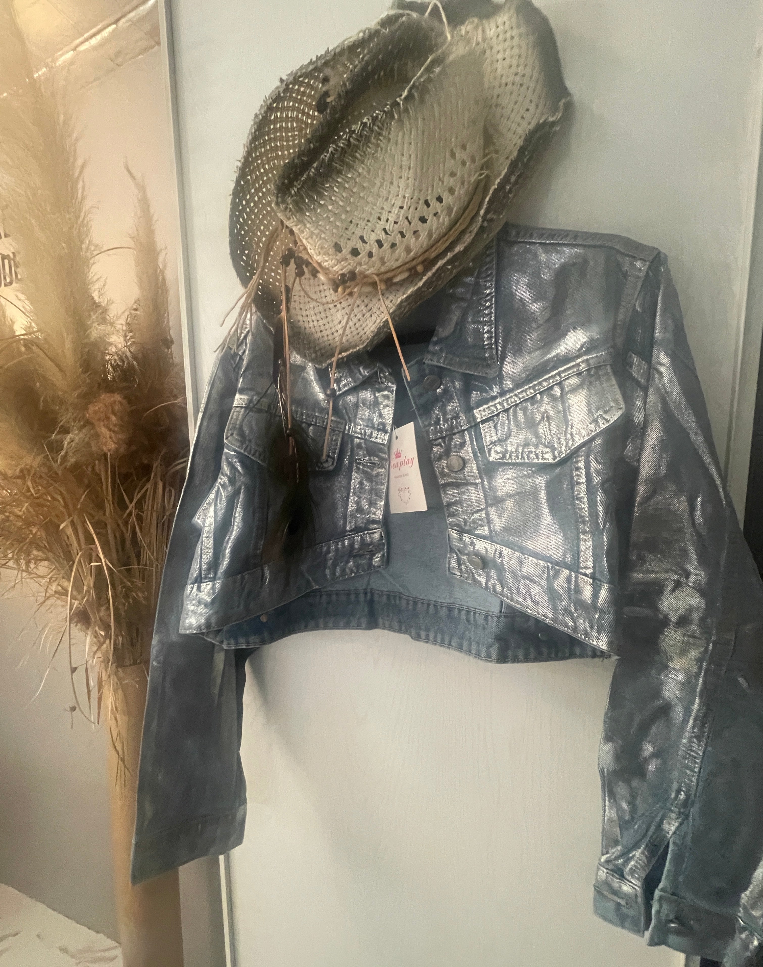 Veste courte jeans painting