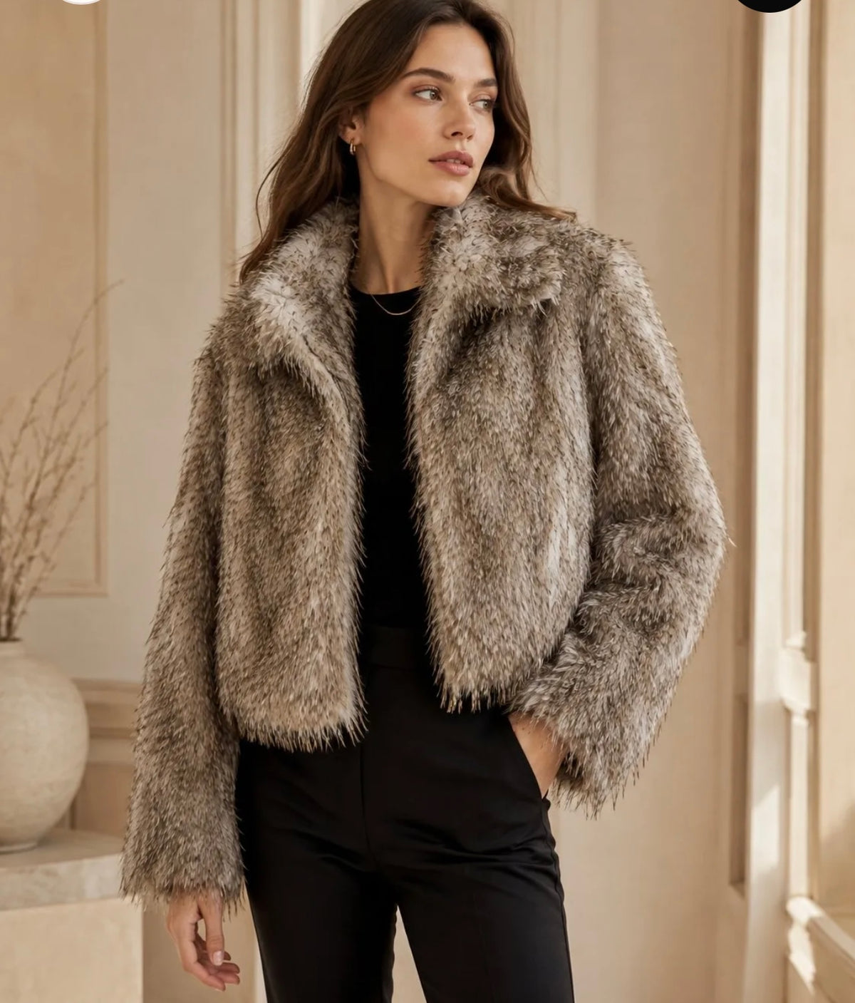 Veste Fourrures et Tissu Coupe Vent Réversible et Imperméabl