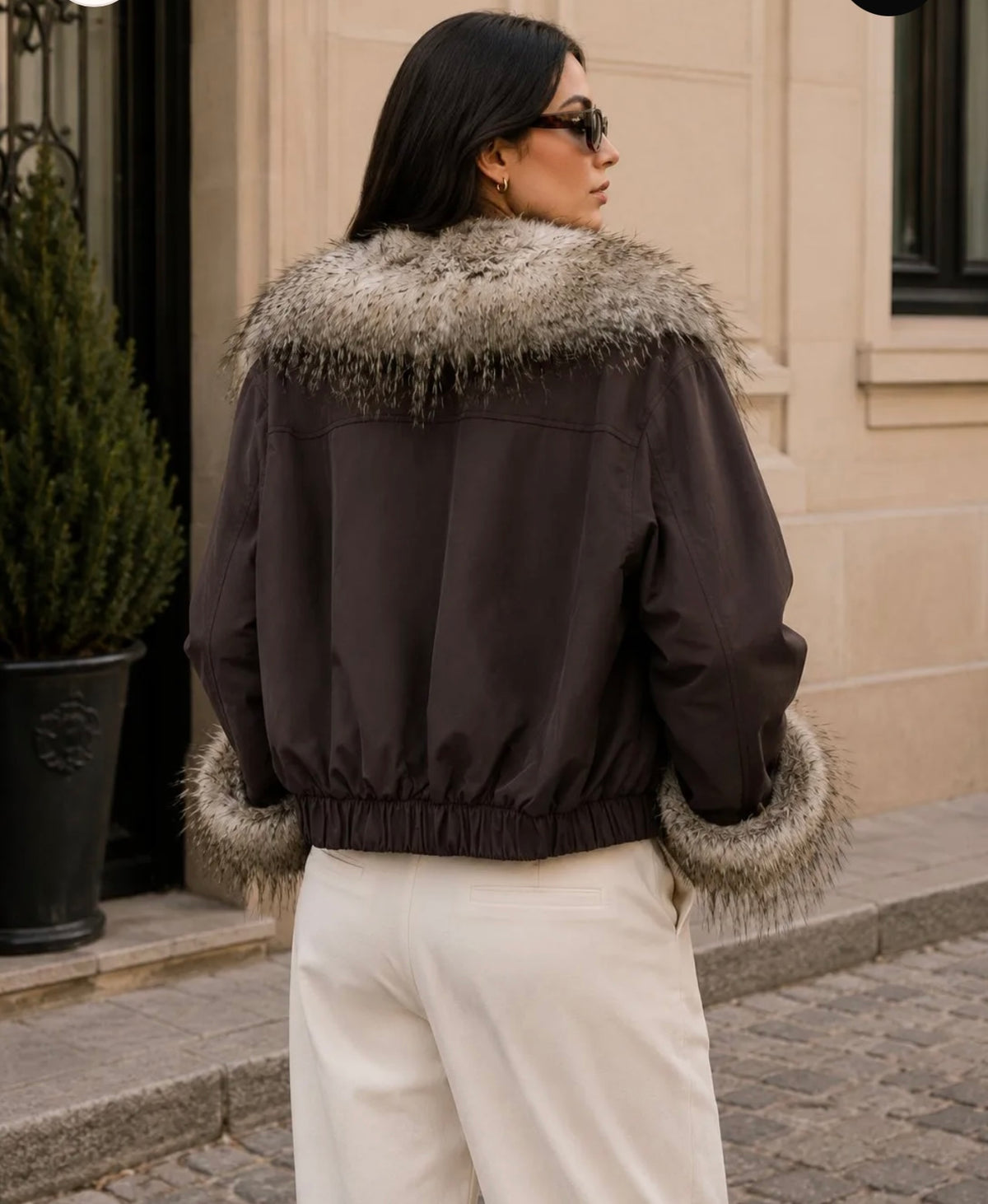 Veste Fourrures et Tissu Coupe Vent Réversible et Imperméabl