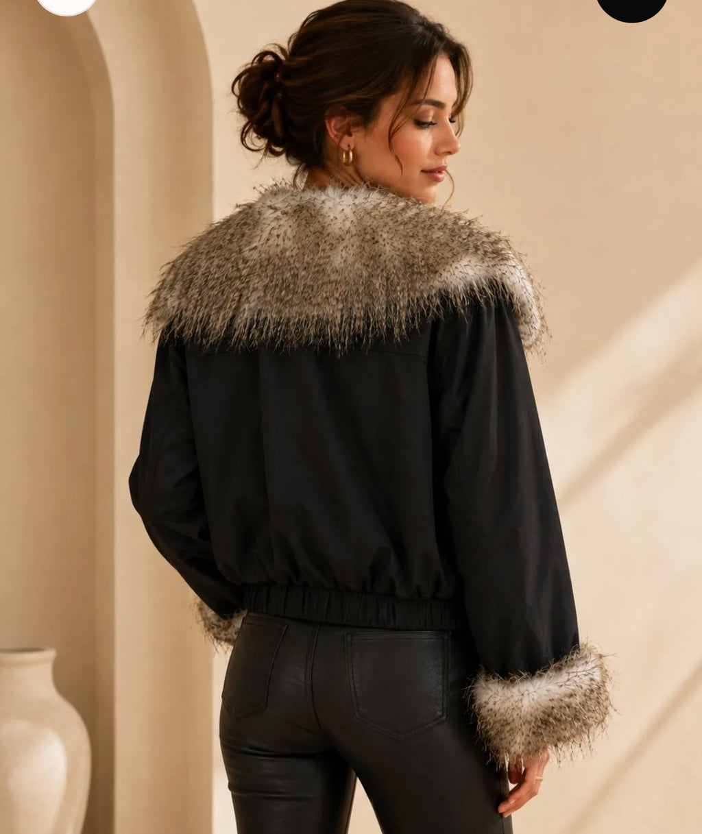 Veste Fourrures et Tissu Coupe Vent Réversible et Imperméabl