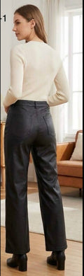 pantalon similicuir wide leg