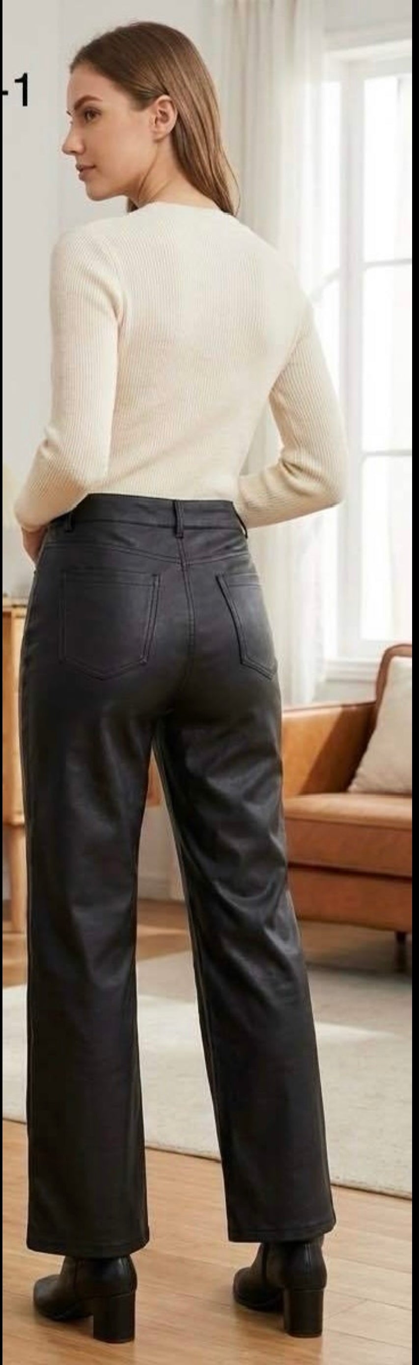 pantalon similicuir wide leg