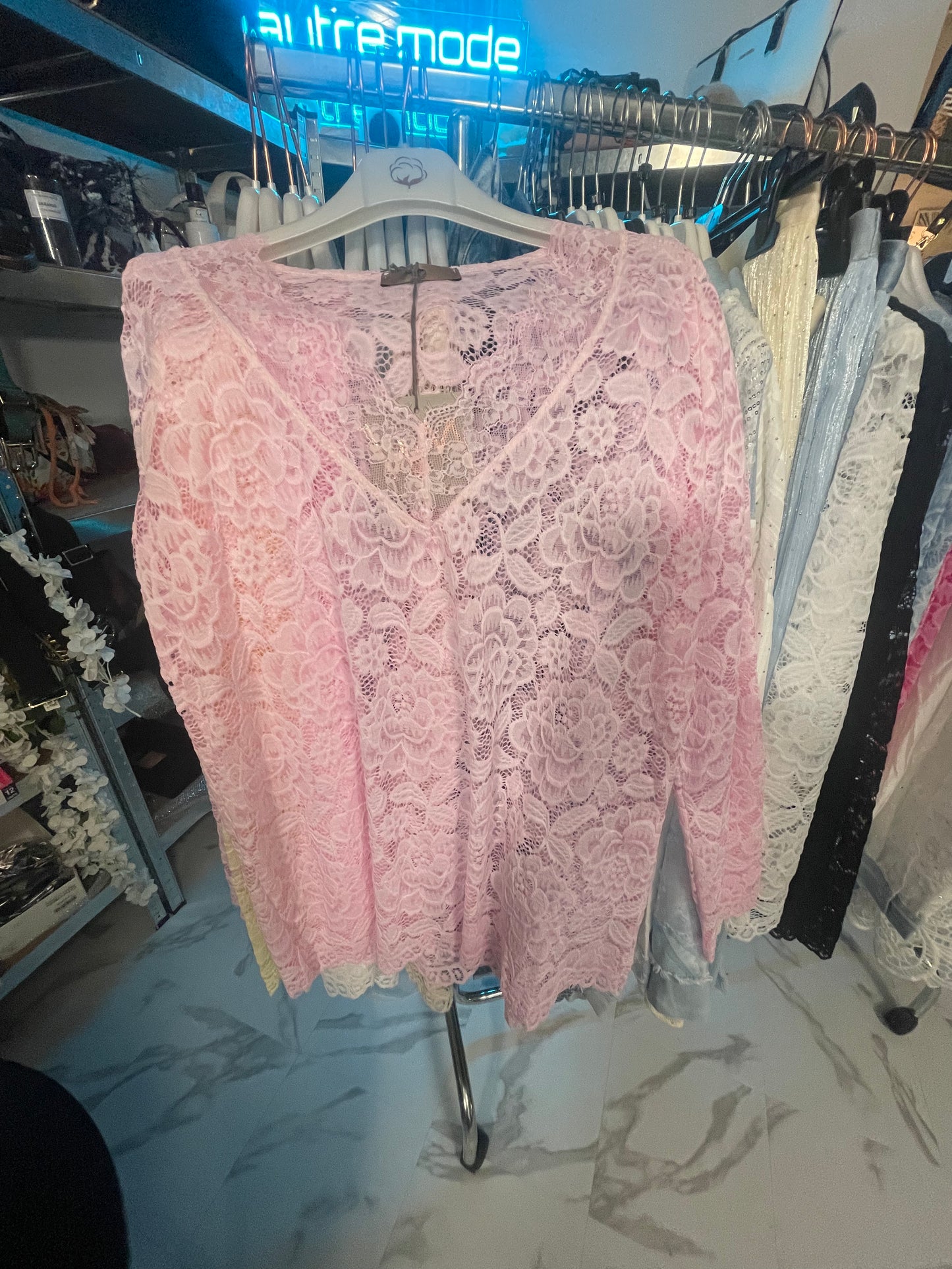 sous pull blouse dentelle