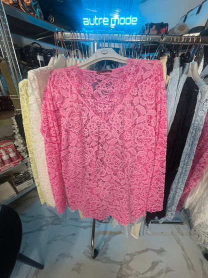 sous pull blouse dentelle