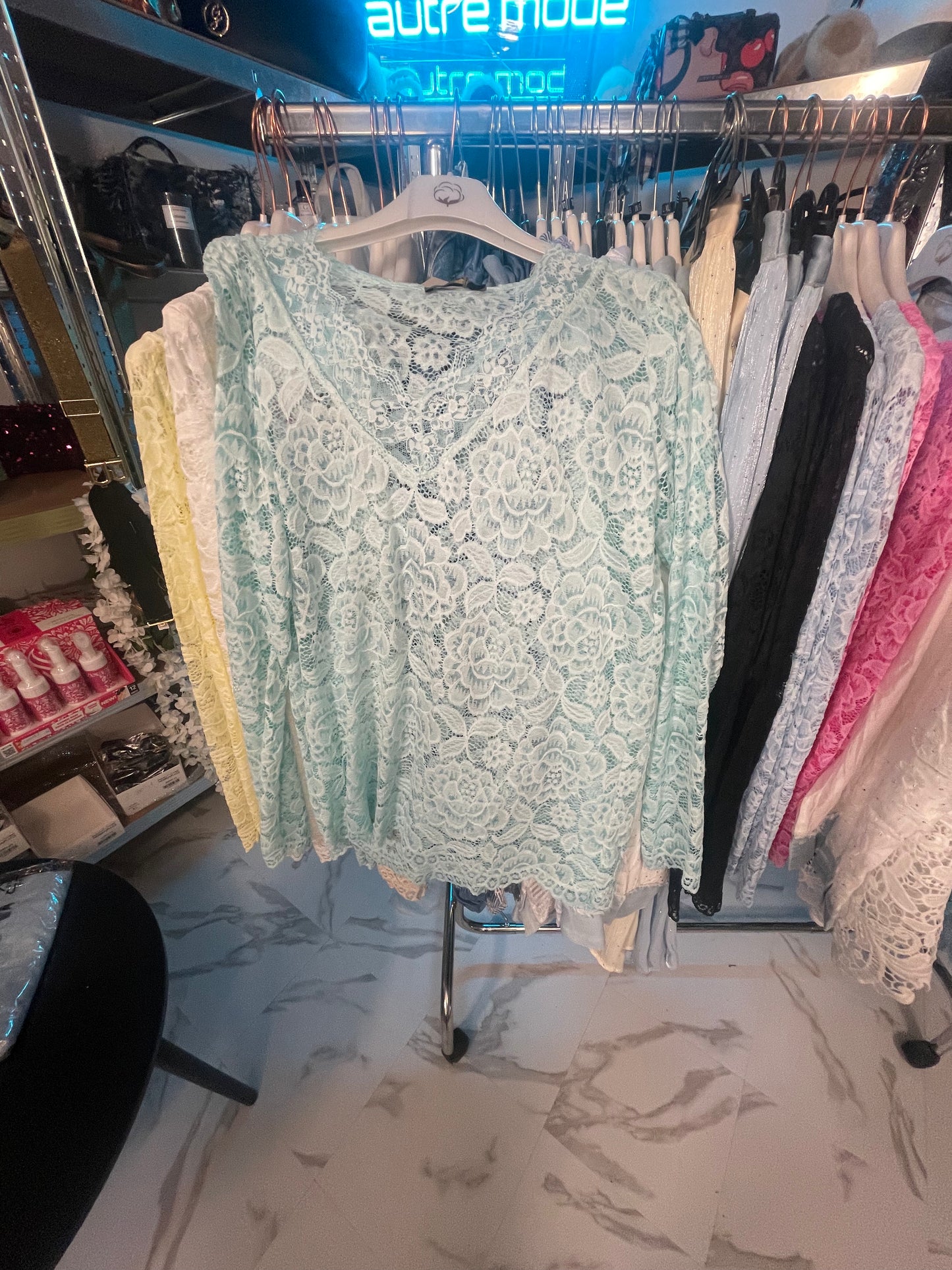 sous pull blouse dentelle