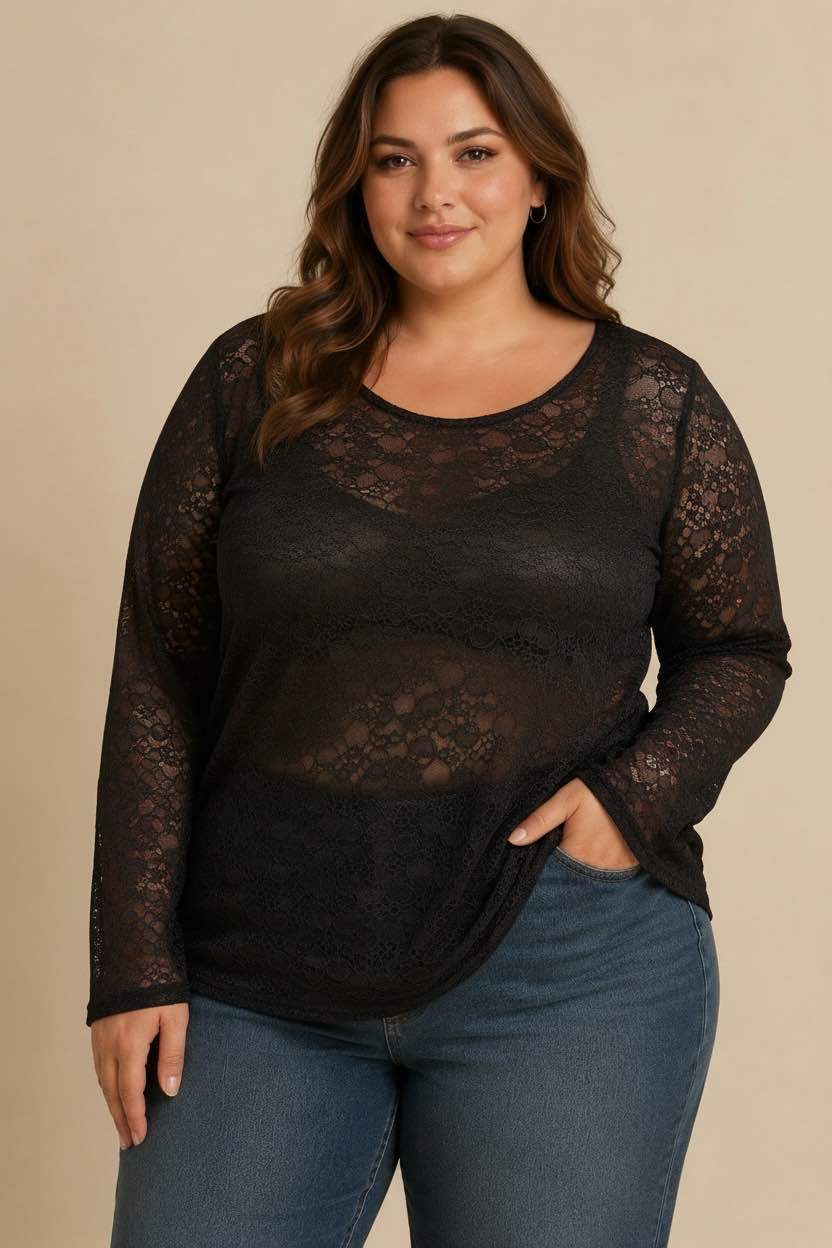 Blouse transparente dentelle