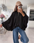 Veste blouse  Bomber Oversize Manches Chauve-Souris Ultra Amples Resserré En Bas Avec Élastique