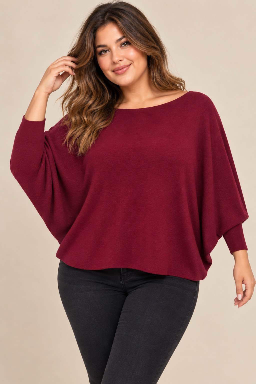 Pull uni manches chauve souris