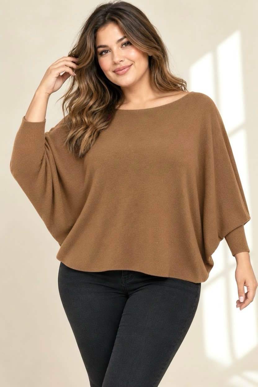 Pull uni manches chauve souris