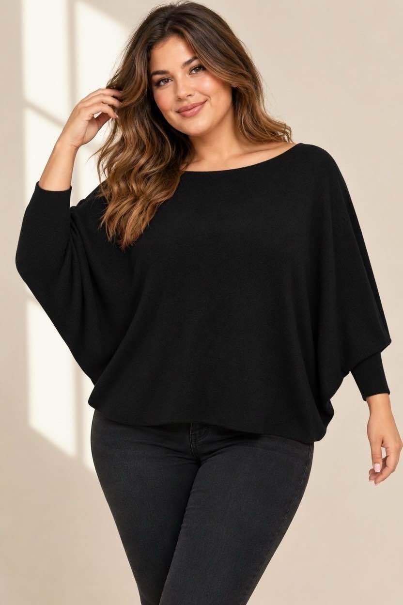 Pull uni manches chauve souris