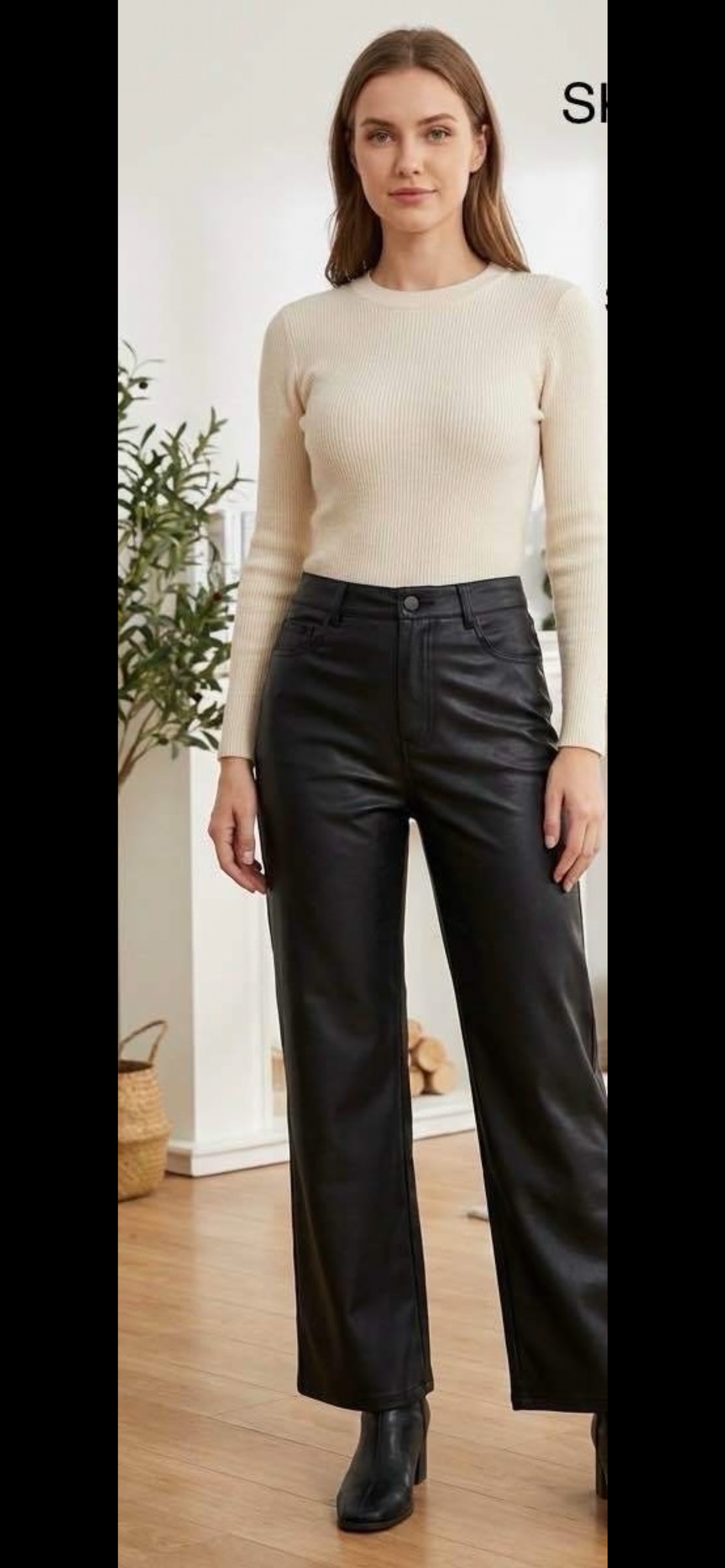 pantalon similicuir wide leg